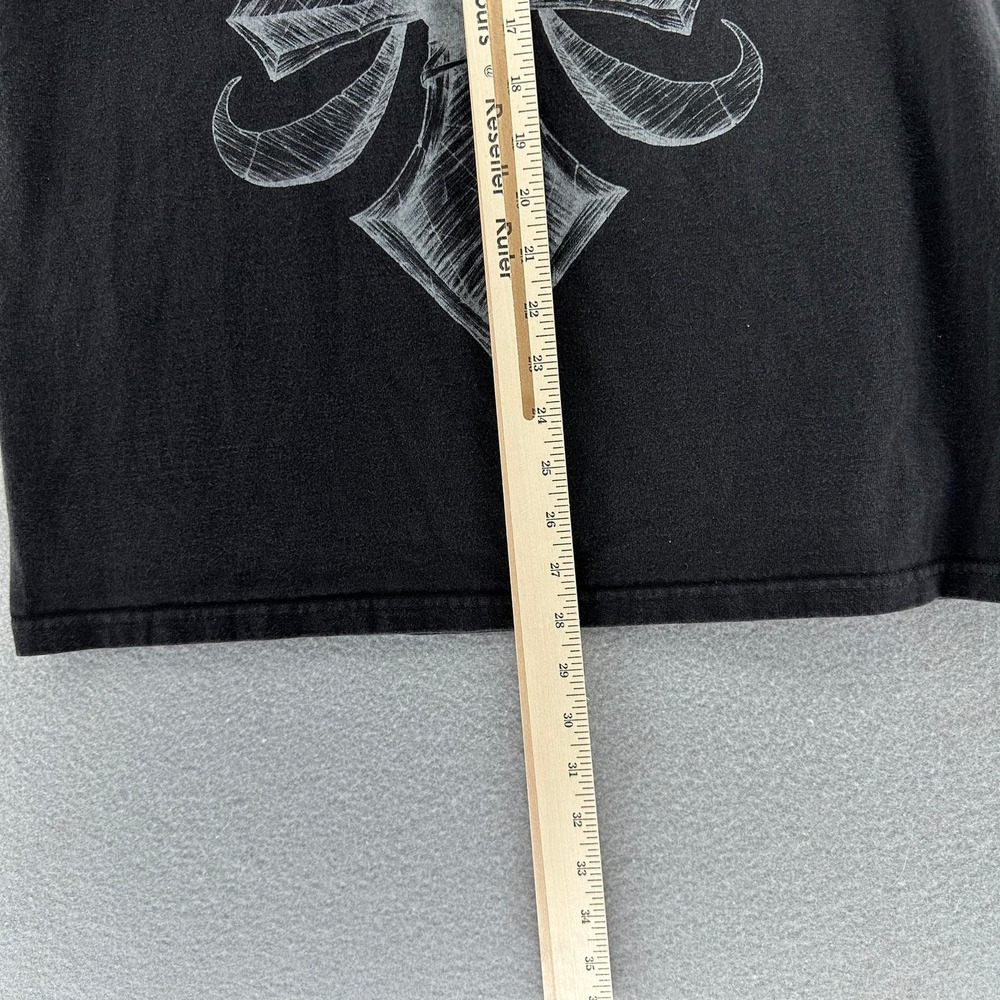 Y2K Hooligan Inc. Double Sided Tattoo Fleur de Lis Medieval Black Shirt L MMA - Picture 4 of 8